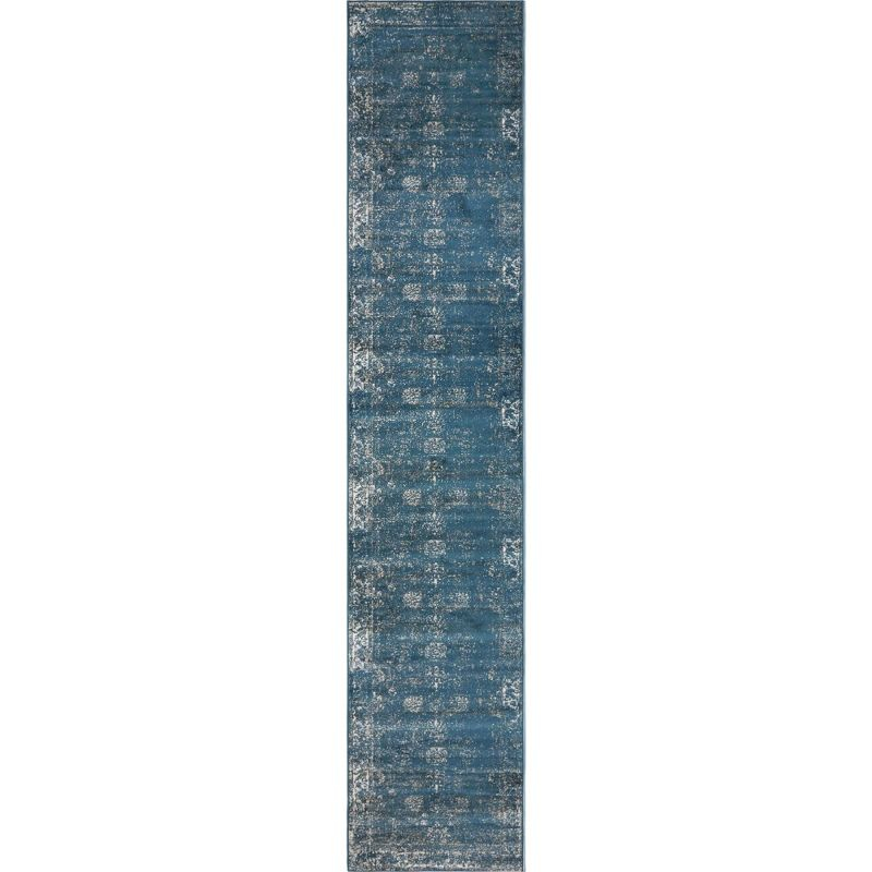 Unique Loom 3' 3 x 16' 5 Runner Sofia Blue Runner Rug