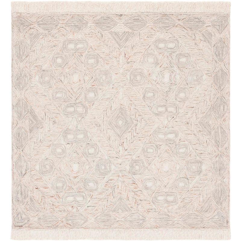 Ikat IKT801 Hand Tufted Area Rug - Ivory/Grey - 6'x6' - Safavieh.