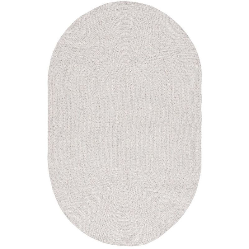 Braided BRA201 Hand Woven Indoor Machine Washable Area Rug - Ivory/Light Grey - 5'x8' Oval - Safavieh