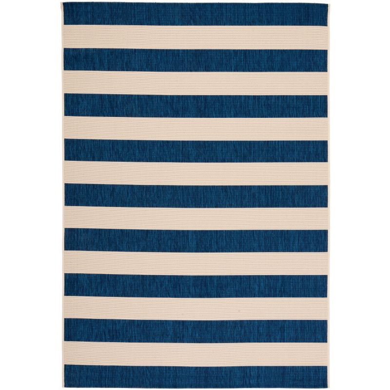 Courtyard CY6812 Power Loomed Indoor/Outdoor Area Rug - Beige/Navy - 4'x5'7" - Safavieh.