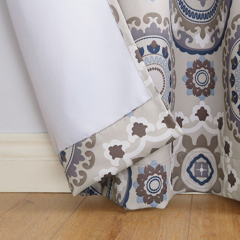40"x63" Sun Zero Blackout Nepal Global Medallion Print Grommet Curtain Panel Khaki: Twill Polyester, Indoor Use