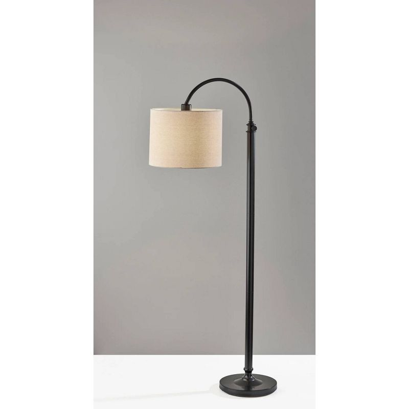 Adesso Barton Task Floor Lamp Antique Bronze: ETL Listed, Polyester Shade, Metal Body, Rotary Switch