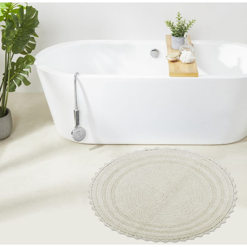 Better Trends Lilly Crochet 100% Cotton Tufted Reversible Bath Rug 30" Round - Ivory
