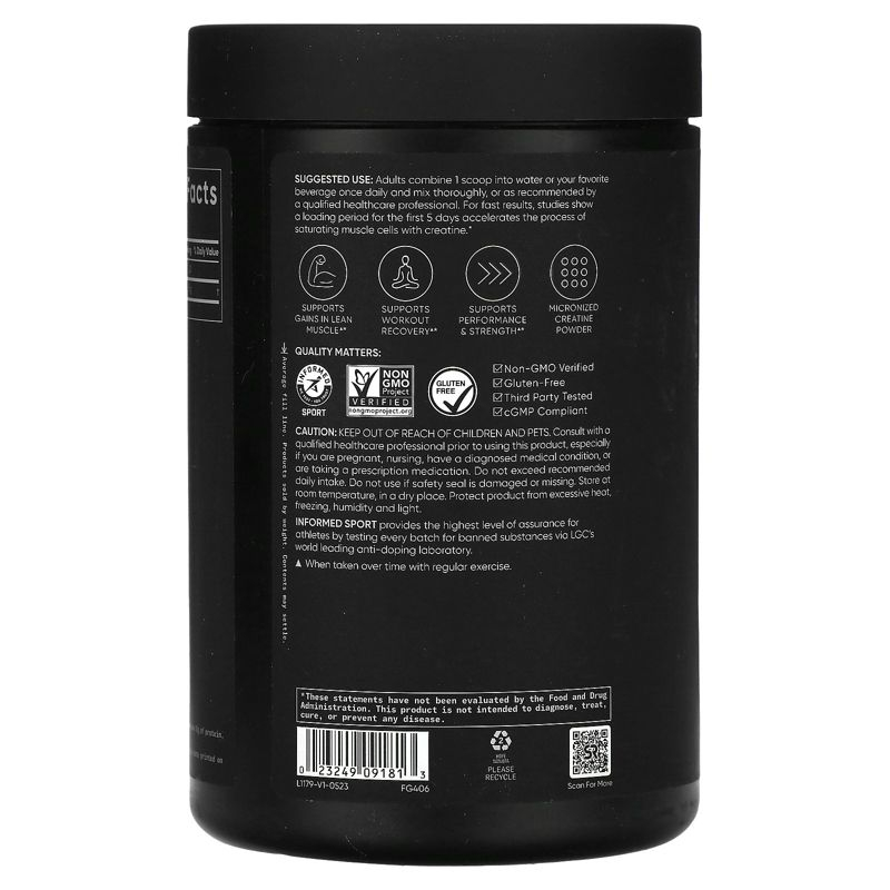 Sports Research Creatine Monohydrate, Unflavored, 1.1 lb (500 g)