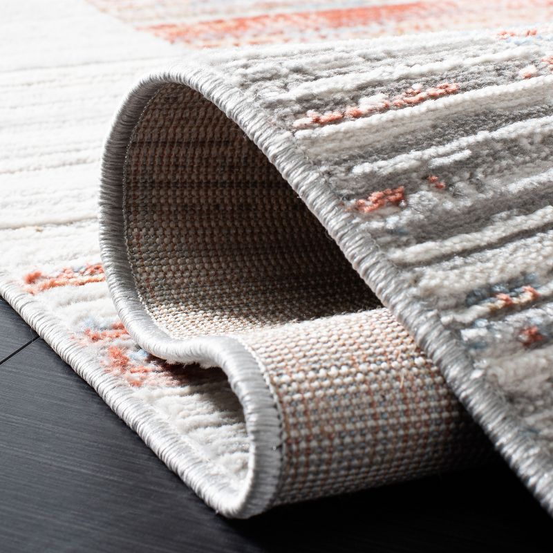 Shivan 100 SHV198 Power Loomed Indoor Area Rug - Ivory/Rust - 6'7"x6'7" - Safavieh