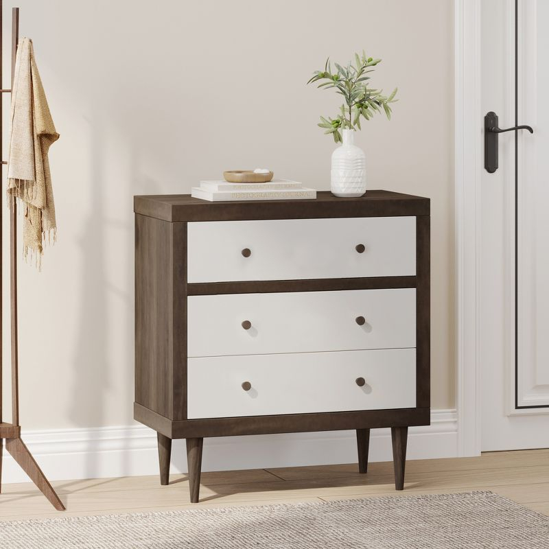 Christopher Knight Home Nystrom Mid-Century Modern 3 Drawer Chest Walnut/White
