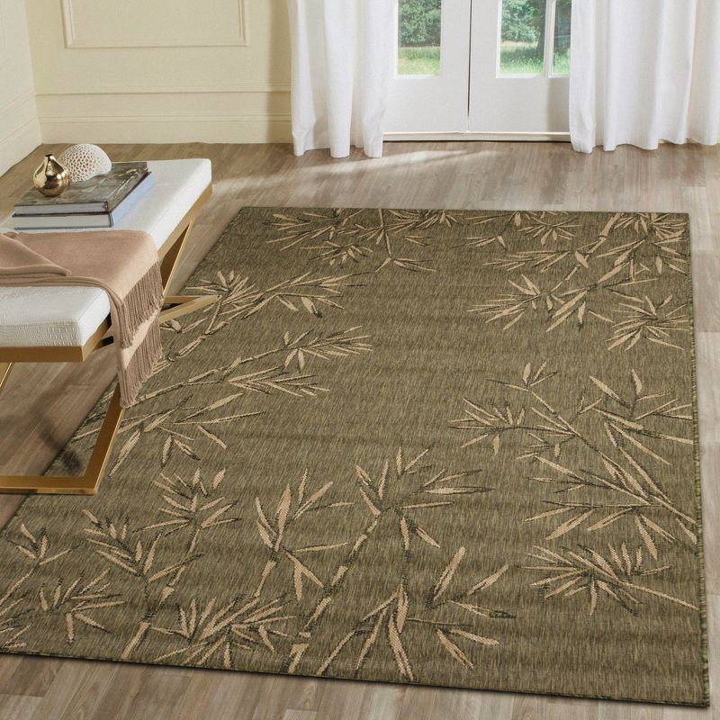 Liora Manne Carmel Bamboo Border Indoor/Outdoor Rug Green 4'10" x 7'6"