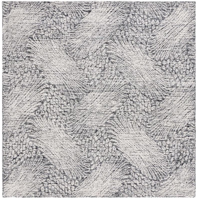 Ebony EBN105 Hand Tufted Indoor Area Rug - Black/Ivory - 6'x6' - Safavieh