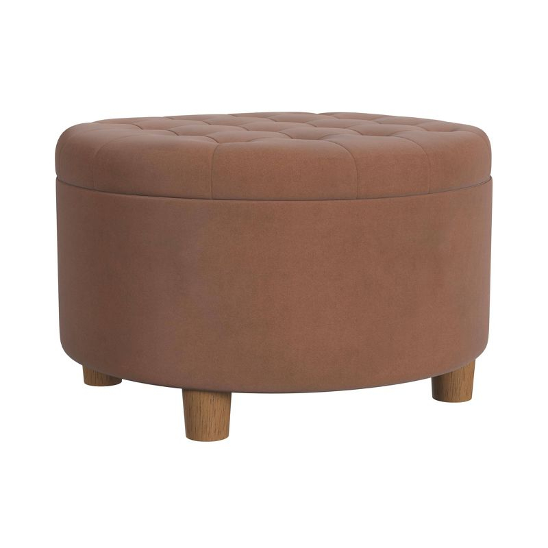 Tufted Round Storage Ottoman Spice Velvet - HomePop