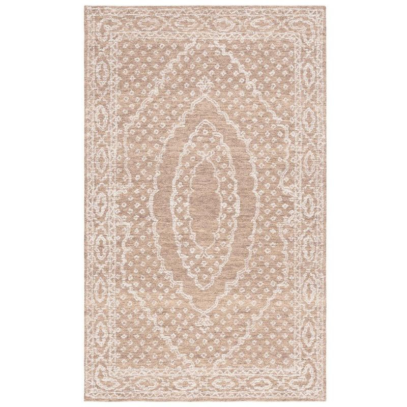 Ebony EBN306 Hand Tufted Indoor Area Rug - Ivory/Brown - 4'x6' - Safavieh
