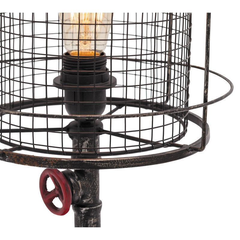 10" x 21" Industrial Accent Lamp with Iron Wire Cage Shade Red/Black - Olivia & May: Edison Bulb, No Assembly Required