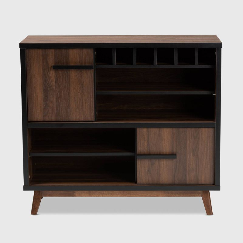 Margo Two-Tone Finished Wood Wine Storage Cabinet Walnut/Black - Baxton Studio