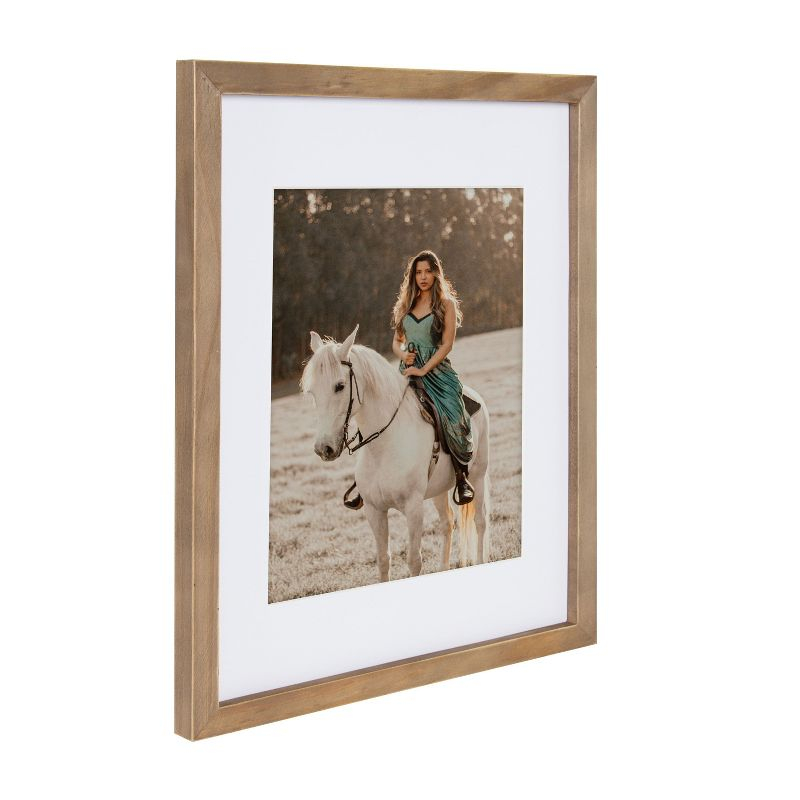 DesignOvation Gallery Rectangle Wood Wall Frame, 11x14 matted to 8x10, Rustic Brown