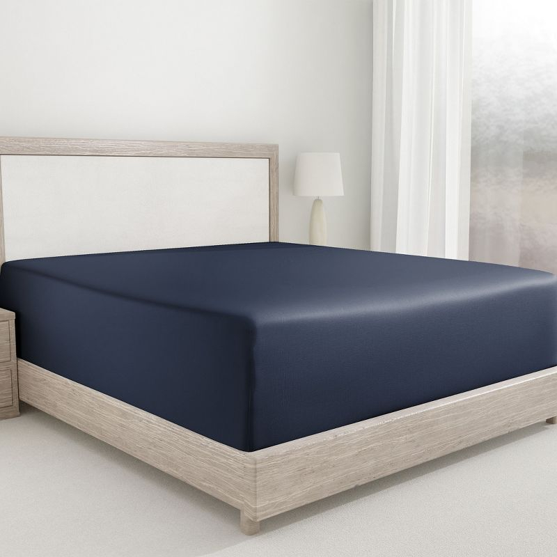 400 Thread Count 100% Cotton Fitted Sheet - California Design Den - Indigo Dusty Blue, Twin