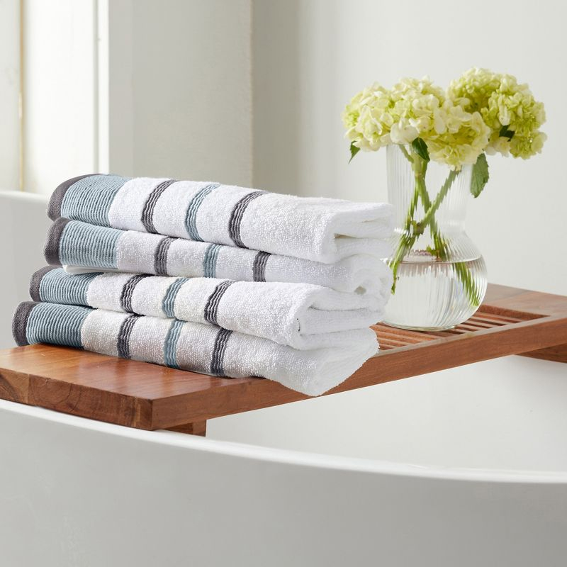 Combed Cotton Decorative Quick-Dry Towel Set (6 Piece Set, Eucalyptus / Grey)