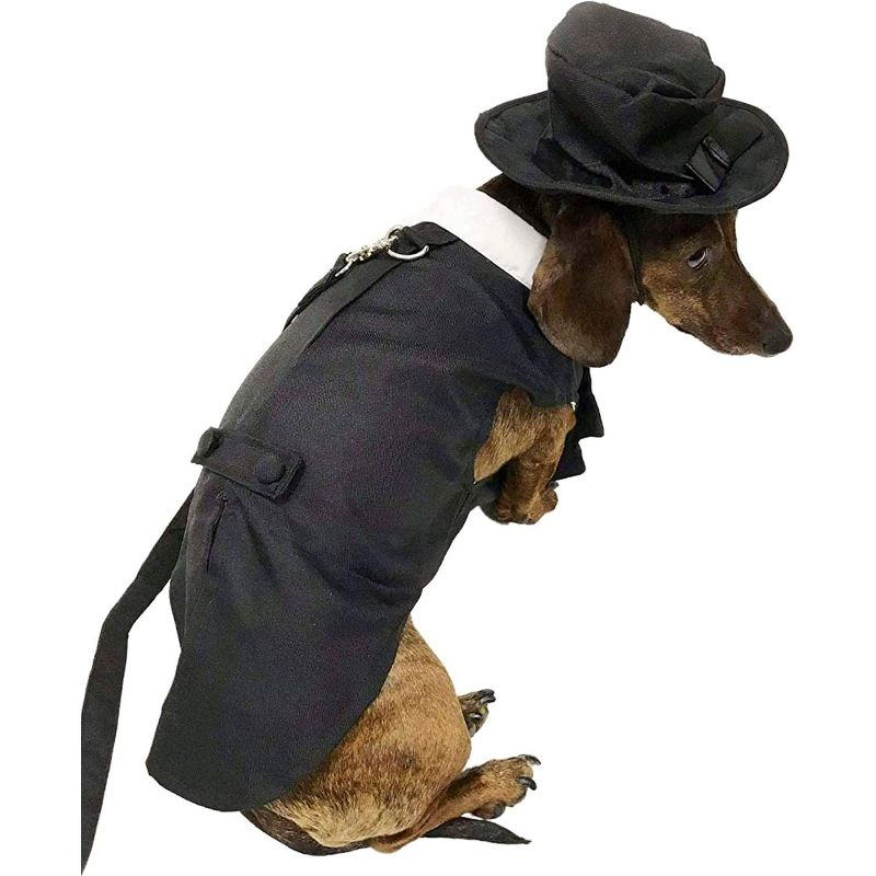 Midlee Dog Tuxedo Wedding Suit- Black Top Hat & Leash (5XL)