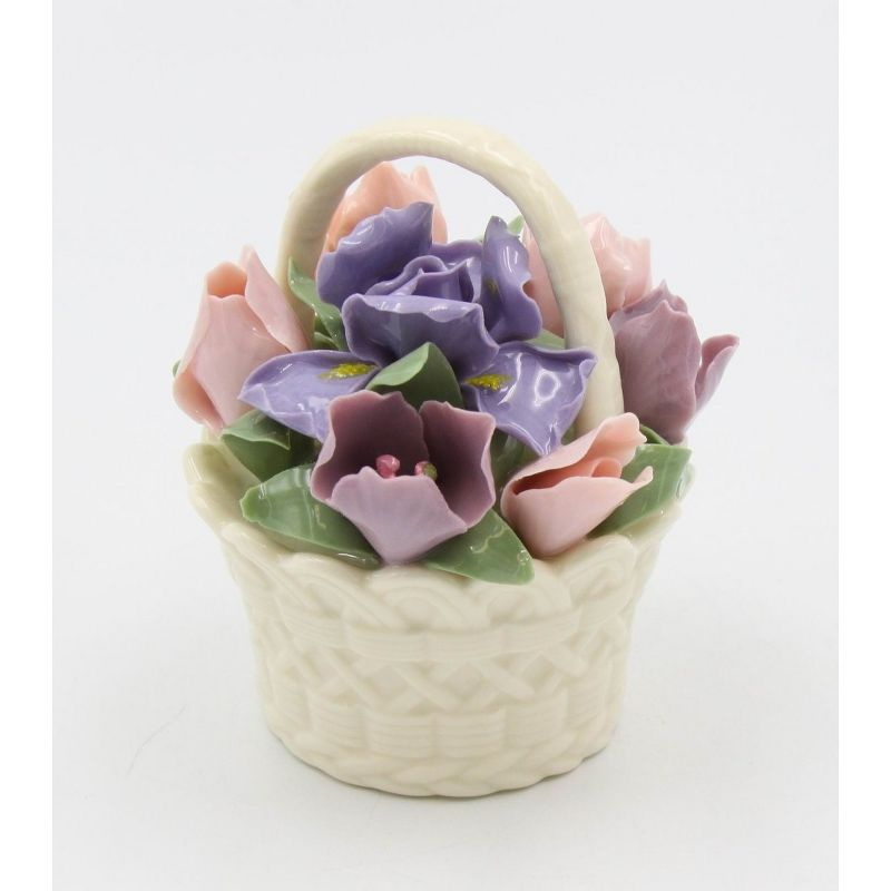 Kevins Gift Shoppe Ceramic Iris Flower Basket Figurine