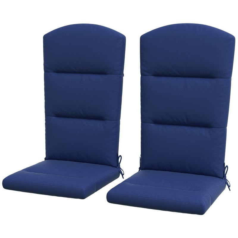 Outsunny Adirondack Chair Cushions, Outdoor Chair Cushions with Seat Cushion, Back Cushion and Ties, Water Repellent Replacement Patio Seat Pads, Blue