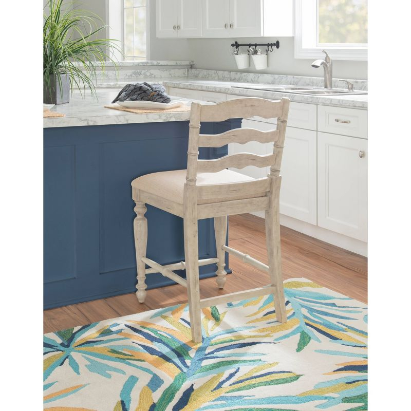 24" Marino Padded Seat Counter Height Barstool Upholstered Seat and Back White - Linon: Rubberwood Frame, Foam Fill, Ladder-Back Design