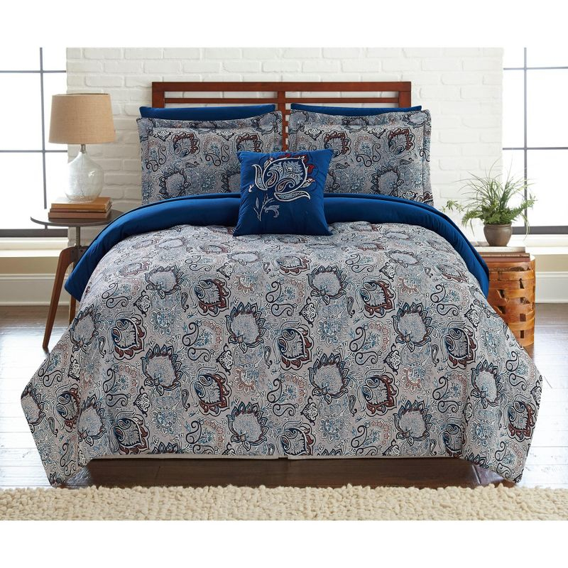 Modern Threads Printed Reversible Complete Bed Set Corsicana, Full