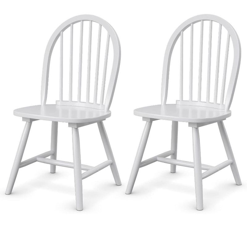 Costway Set of 2 Vintage Windsor Dining Side Chair Wood Spindleback Kitchen Room White