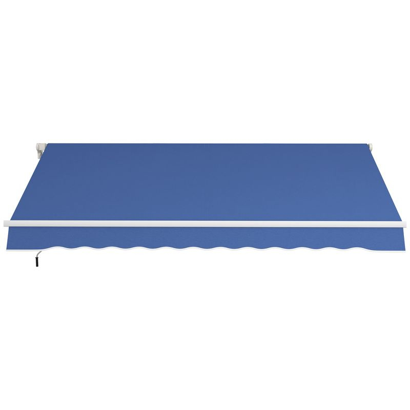 Outsunny 12' x 10' Manual Retractable Awning Outdoor Sunshade Shelter for Patio, Balcony, Yard, with Adjustable & Versatile Design, Dark Blue