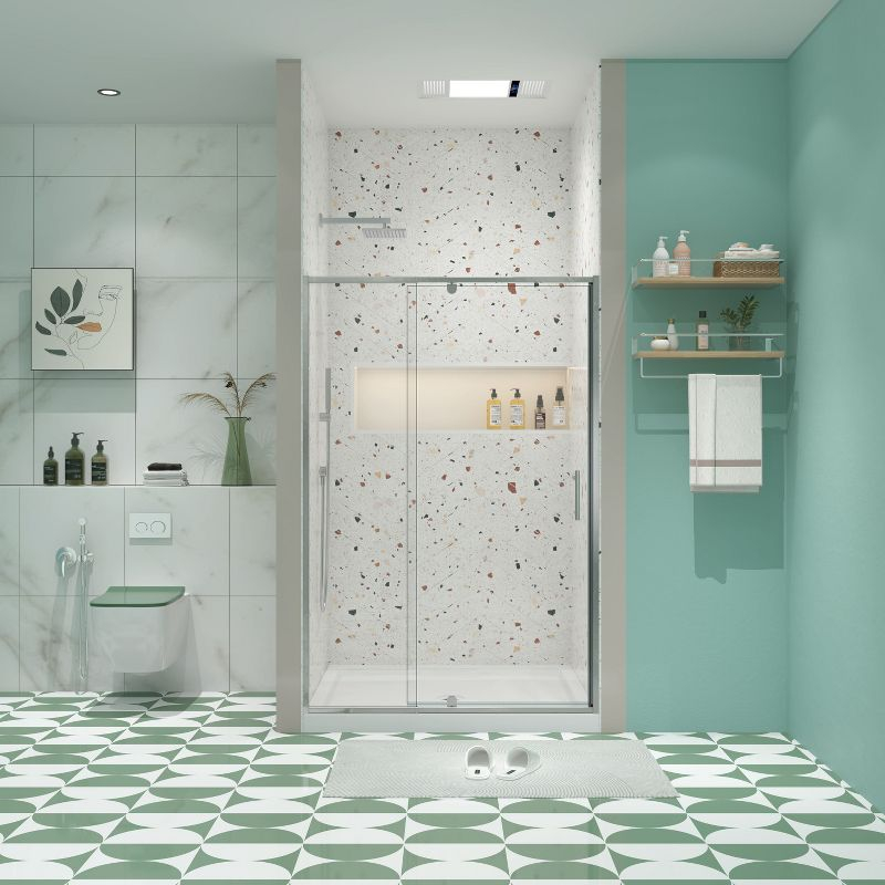 NicBex Shower Door 44-48" Wx71"H Piovt Swing Glass Shower Door with 1/4" (6mm) Clear SGCC Tempered Glass with Reversible Installation, Chrome