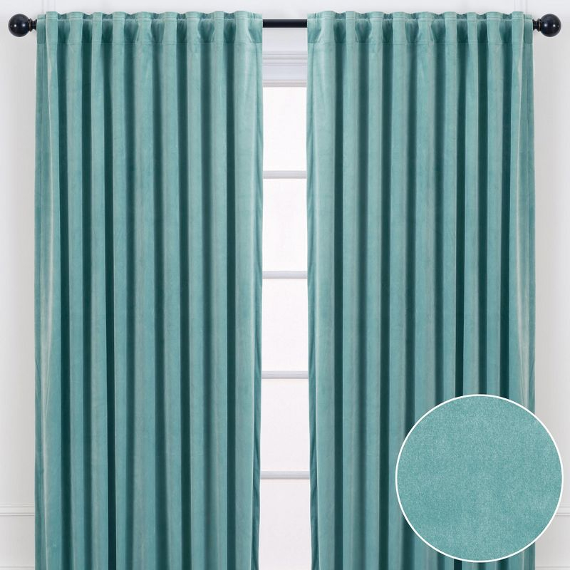 Chanasya 2pk Solid Velvet Room Darkening Blackout Privacy Window Curtain Panels - Set of 2 - 52 x 84 Inches Long - Sage