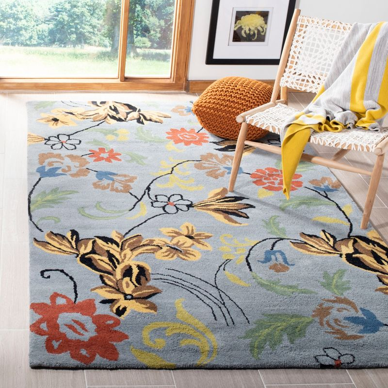 Soho SOH736 Hand Tufted Rectangle Contemporary Area Rug - Blue - 5' X 8' - Safavieh.