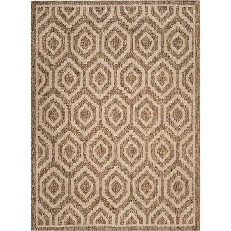 Courtyard CY6902 Power Loomed Indoor and Outdoor Area Rug - Brown/Bone - 6'7"x9'6" - Safavieh