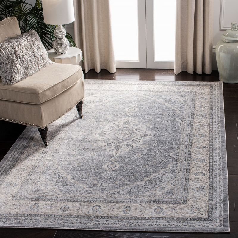 Isabella ISA919 Power Loomed Area Rug - Grey/Cream - 4'x6' - Safavieh