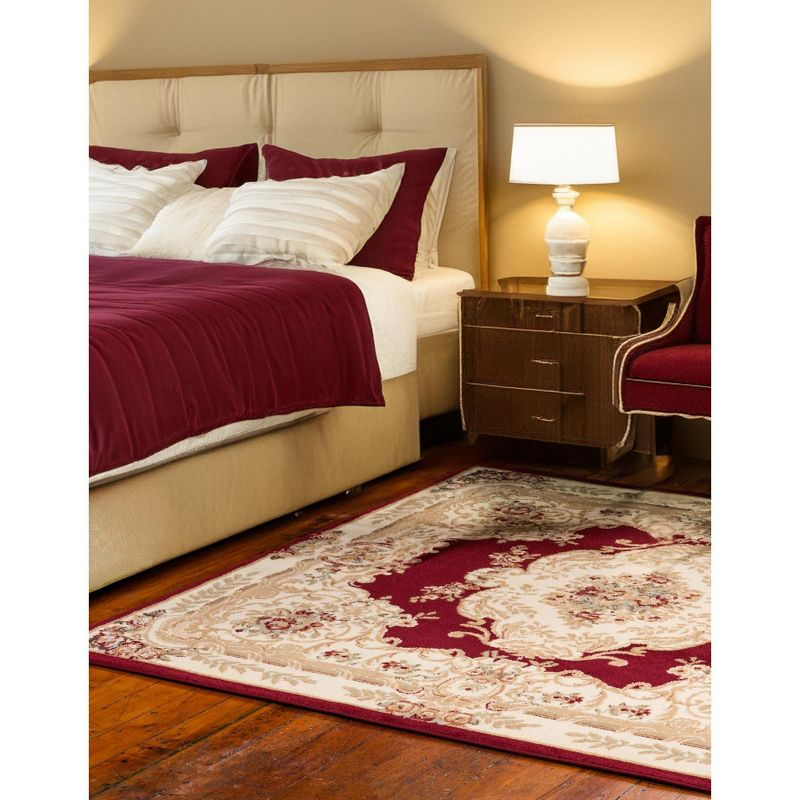 Unique Loom Versailles Collection Area Rug - Charles (6' 1" Square Red/Cream)