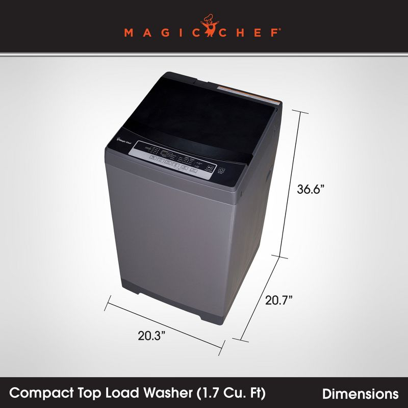 Magic Chef Portable Compact Top Load Washer with 6 Fully Automatic Wash Cycles and Water Pump Filtration for Laundry Use, Silver
