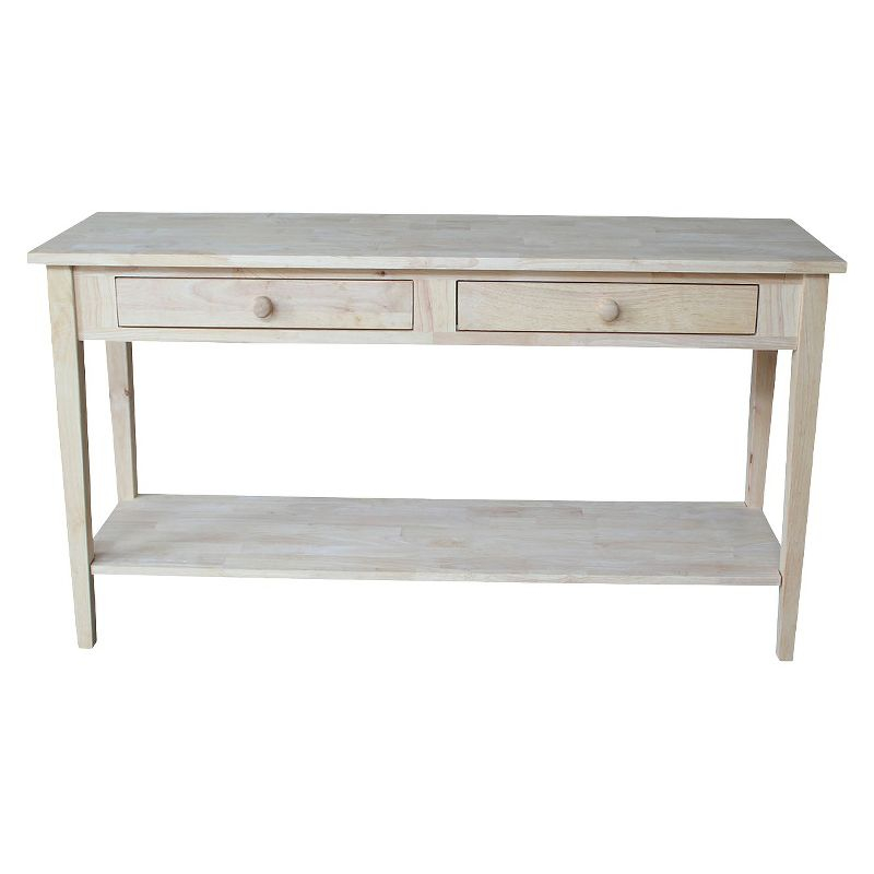 60" Spencer Extended Length Console Server Table Light Brown - International Concepts: Hardwood Foyer Storage