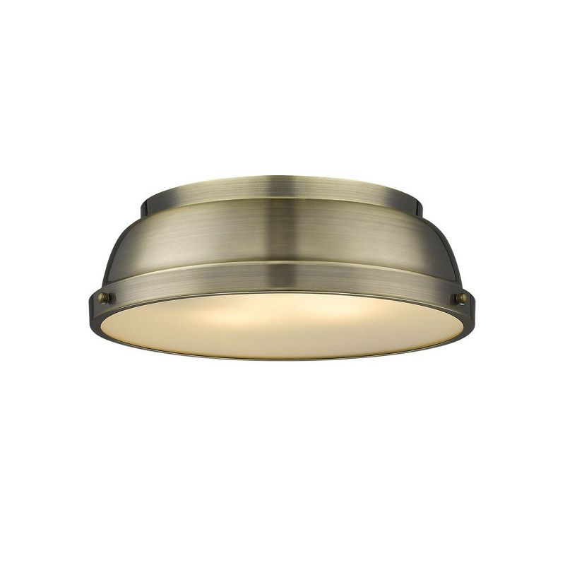 Golden Lighting Duncan 2-Light Flush Mount in Aged Brass with Aged Brass