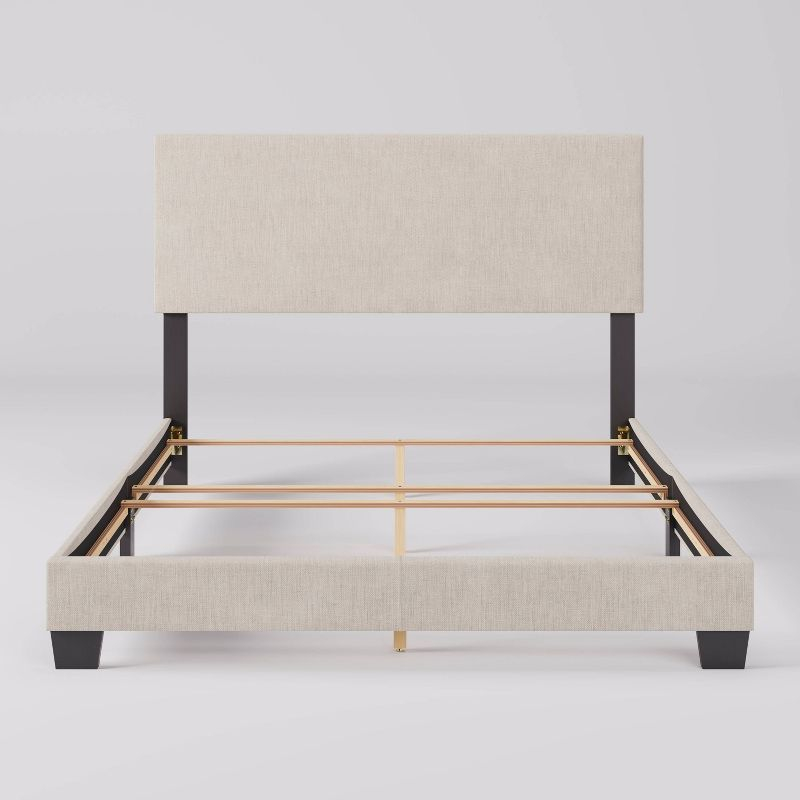Celeste Modern Upholstered Queen Bed Beige - CorLiving: Polyester Fabric, MDF & Wood Frame, 551 lbs Capacity