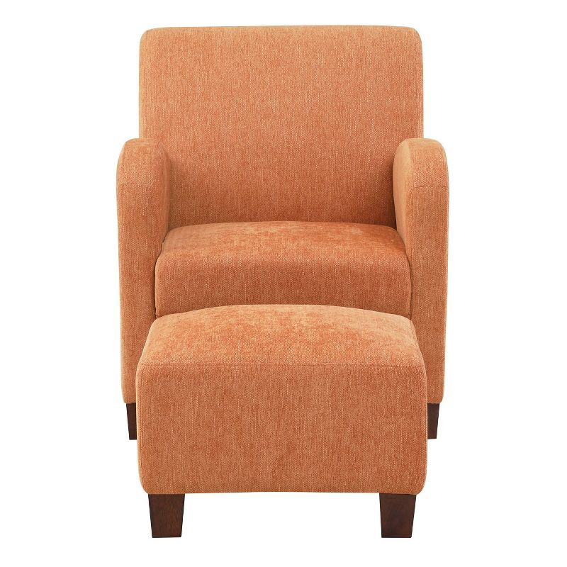 Aiden Chair and Ottoman Herringbone Orange - OSP Home Furnishings: Upholstered Club Set, No Tools Assembly