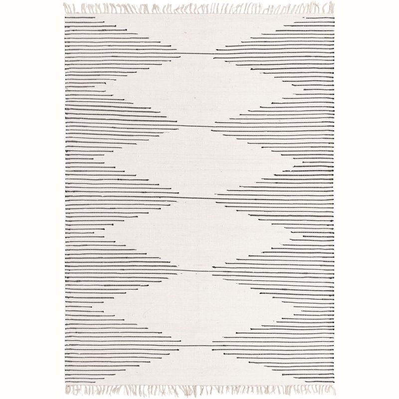 Unique Loom Chindi Cotton Collection Area Rug - Briah (8'  x 11' Rectangle White/Black)