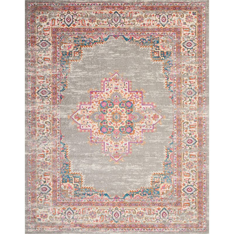 Nourison Passion Medallion Bohemian Indoor Rug Grey 8' x 10'