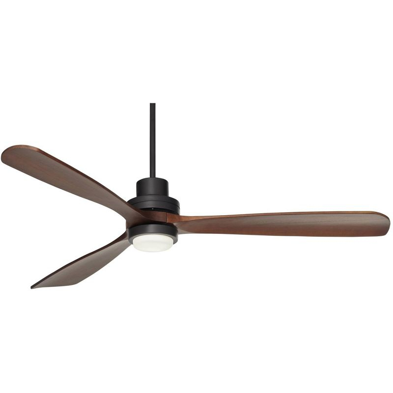 66" Casa Vieja Delta-Wing XL DC Industrial Indoor Ceiling Fan with LED Light Remote Control Matte Black Walnut Opal Glass for Living Room Kitchen