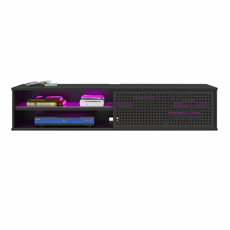 Glitch Floating TV Stand for TVs up to 60" Black - NTENSE: Modern Media Console, MDF Construction