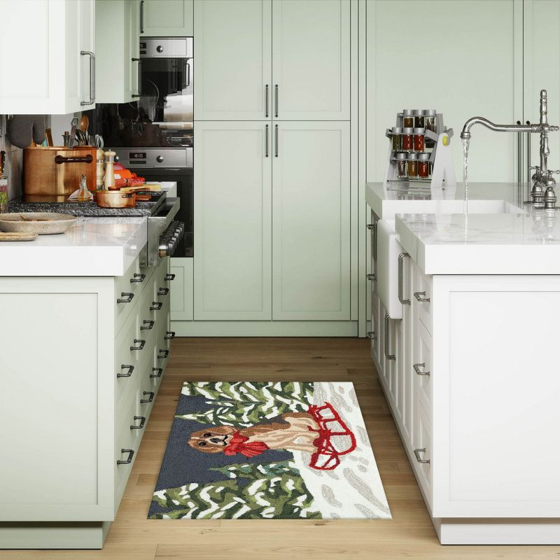 Liora Manne Frontporch Winter Sled Dog Indoor/Outdoor Area Rug Multi 2' x 3'