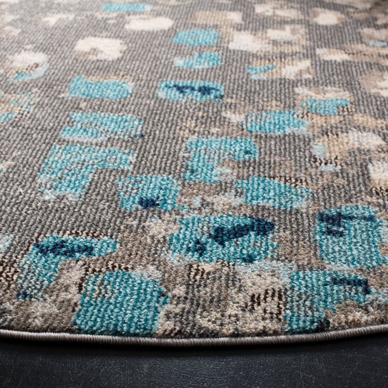 Madison MAD425 Power Loomed Area Rug - Grey/Blue - 5' round - Safavieh.