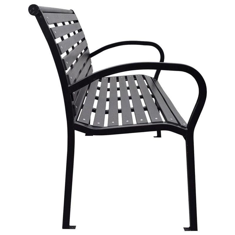 vidaXL Patio Bench, Black 45.7" Steel and WPC
