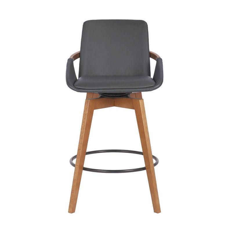 26" Baylor Faux Leather Wood Swivel Counter Height Barstool Gray/Walnut - Armen Living