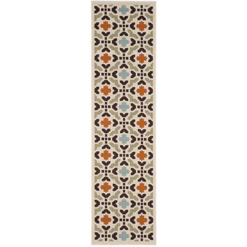 Veranda VER080 Power Loomed Indoor/Outdoor Runner Rug - Cream/Terracotta - 2'3"x8' - Safavieh