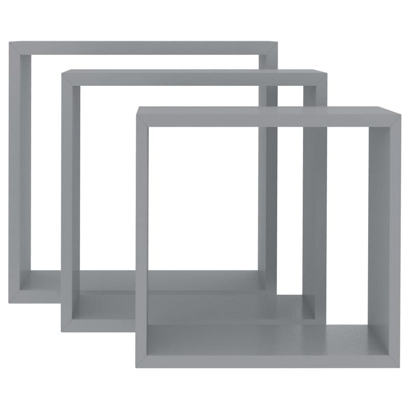 vidaXL Wall Cube Shelves 3 pcs Gray 11.8" x 3.9" x 11.8" MDF