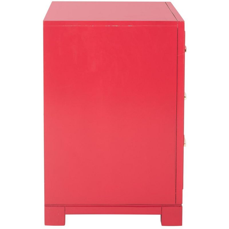 Raina 3 Drawer Greek Key Nightstand - FOX6278 - Red - Safavieh Couture