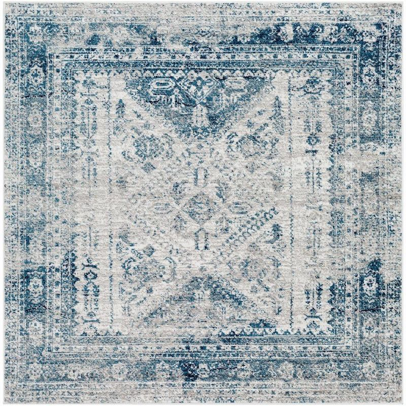 Mark & Day Jules 5'3"x5'3" Square Woven Indoor Area Rugs Sky Blue/LightGray/White/Navy