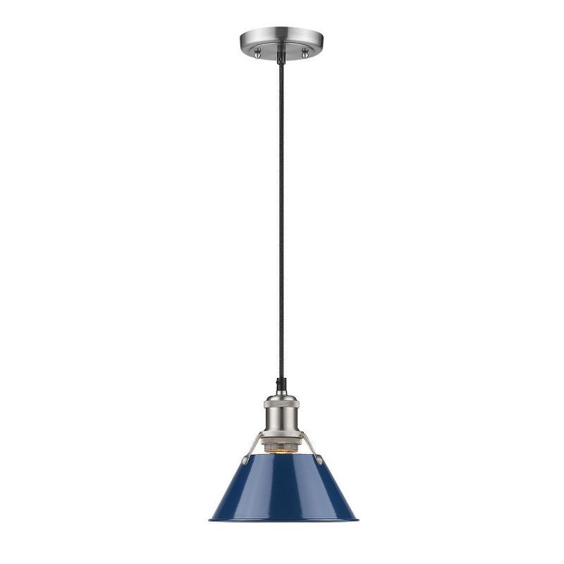Golden Lighting Orwell 1-Light Mini Pendant in Pewter with Navy Blue